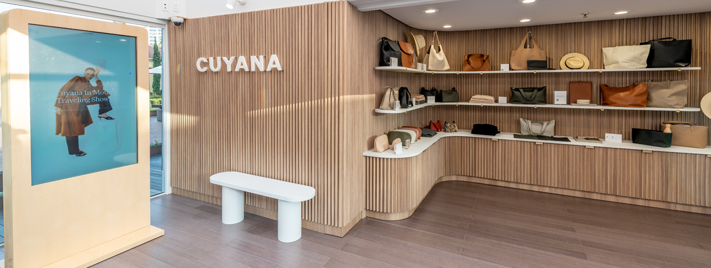 Cuyana pop-up showroom at Fashion Island in Newport Beach