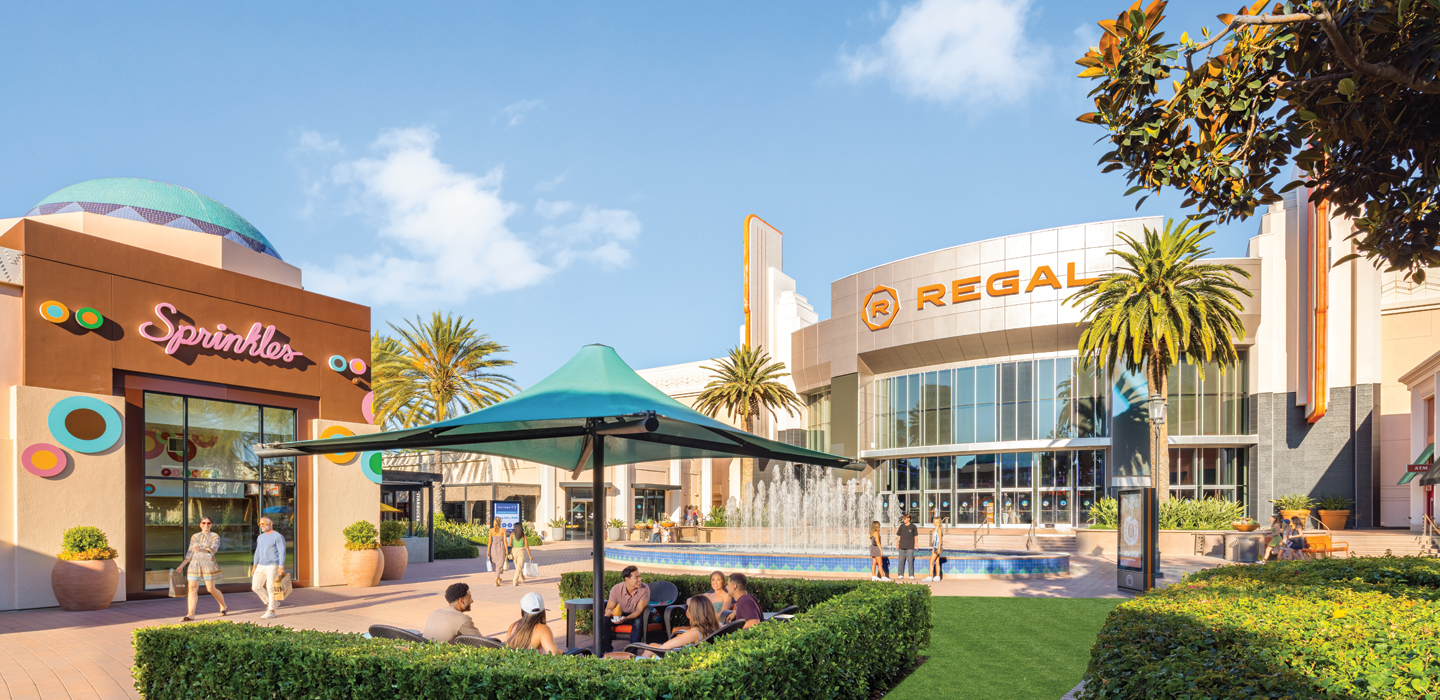 Courtyard at Irvine Spectrum Center featuring Sprinkles Cupcakes and Regal Theaters