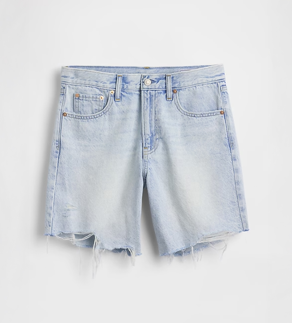 Mid Rise Loose Denim Bermuda Shorts