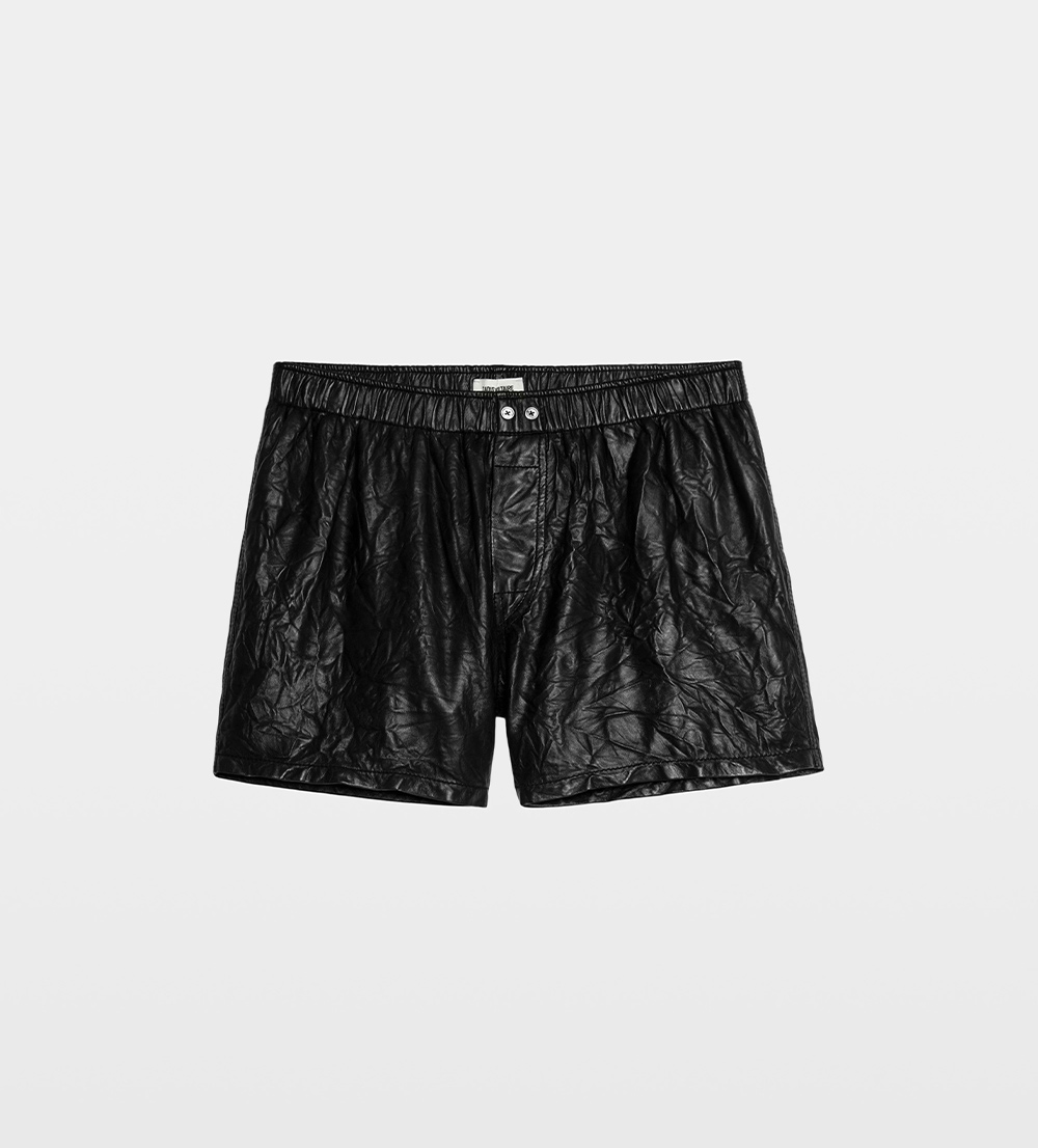 Pax Crinkled Leather Shorts